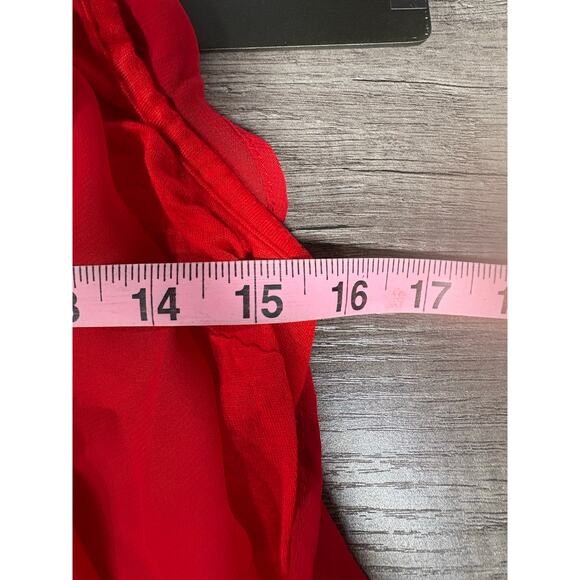 AGB red sheer ruffle sleeveless layered blouse women's size small - Picture 5 of 6